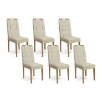 Kit 6 Cadeiras Sala Jantar 2cad150ea 6 Un Eucalipto Suede Bege A036 - 1