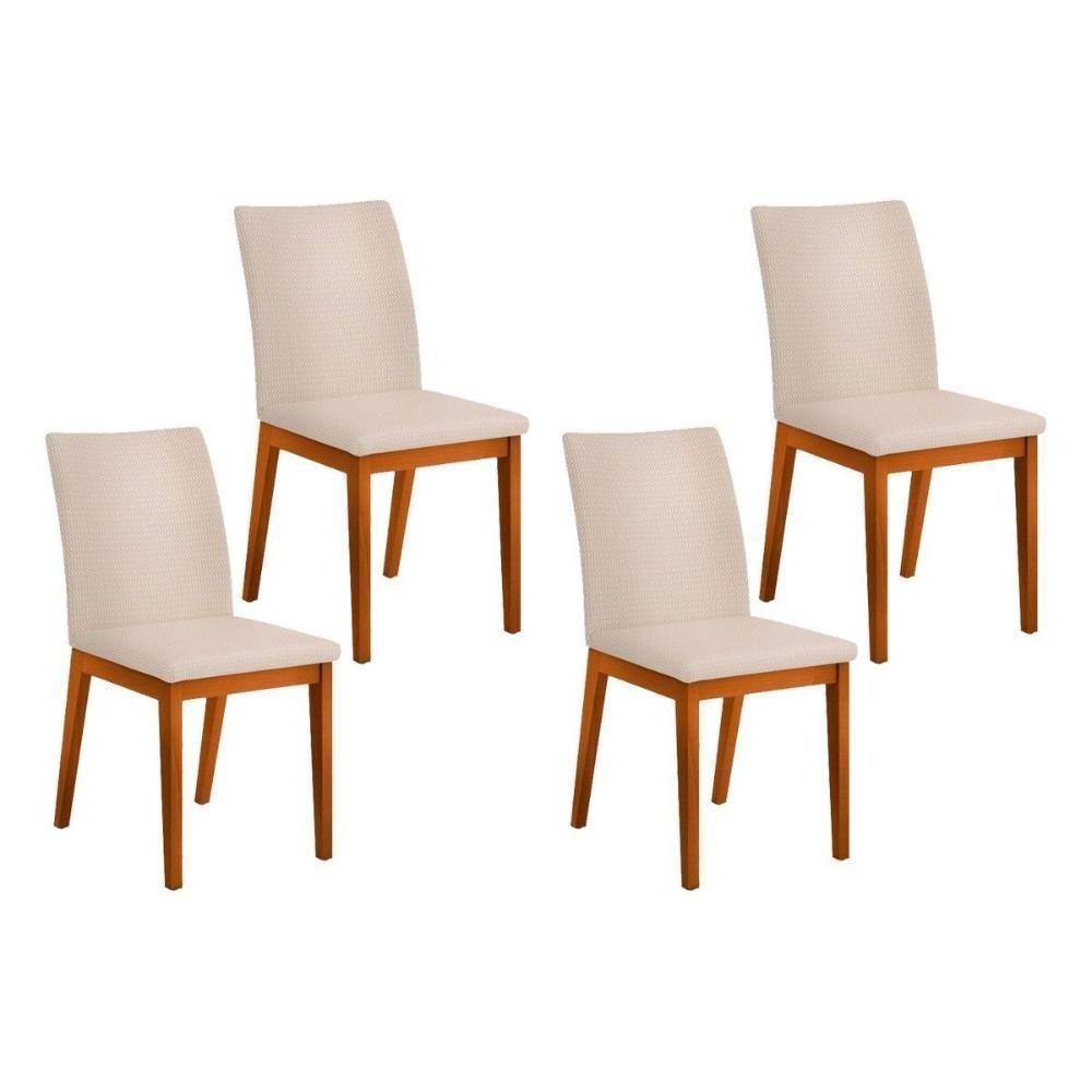 Kit 4 Cadeiras Sala Jantar Vitória 4 Un Ipe Linho Neve - 1