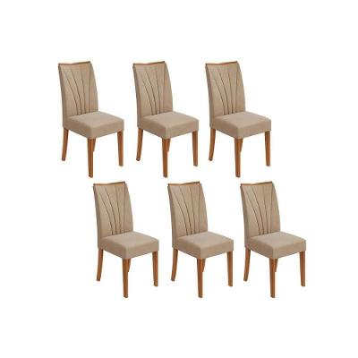 Kit 4 Cadeiras Sala Jantar Apogeu 6 Un Amêndoa Suede Creme Lopas