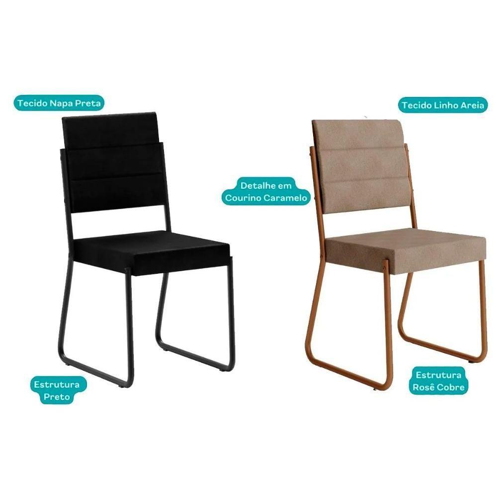Kit 4 Cadeiras Sala Jantar 1736 4 Uni Preto Courano Preto Carraro - 9