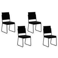 Kit 4 Cadeiras Sala Jantar 1736 4 Uni Preto Courano Preto Carraro - 1
