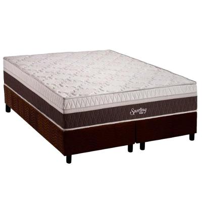 Cama Box Queen: Colchão Molas Masterpocket Ensacadas Polar Sporting + Base Crc Suede Brown (158x198)