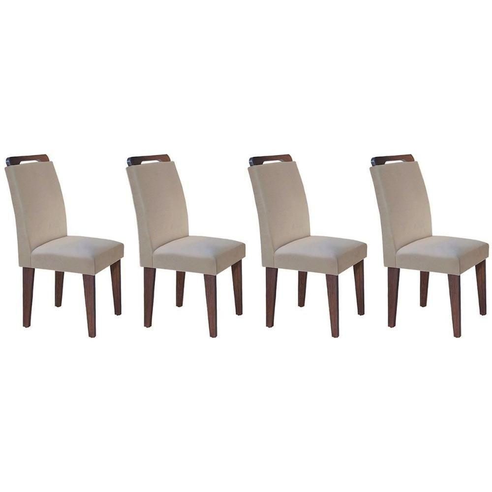 Kit 4 Cadeiras Sala Jantar Athenas 4 Un Cafe Linho Turim Bege Rufato - 1