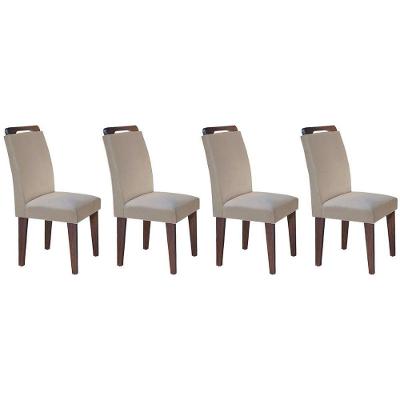 Kit 4 Cadeiras Sala Jantar Athenas 4 Un Cafe Linho Turim Bege Rufato
