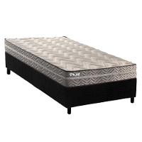 Cama Box Solteiro: Colchão Espuma D45 Paropas Pasquale Plus Gray + Base Crc Suede Black (88x188) - 1