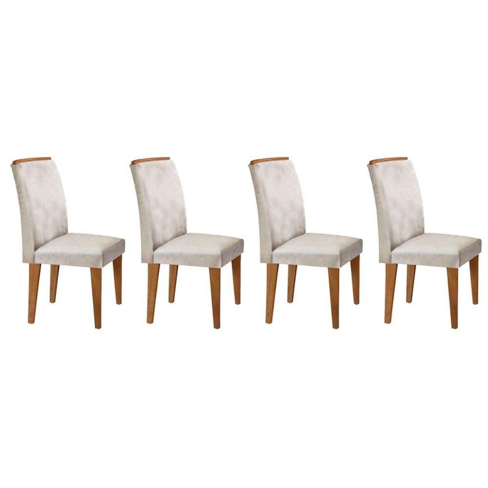 Kit 4 Cadeiras Sala Jantar Lunara 4 Un Imbuia Suede Creme Rufato - 1