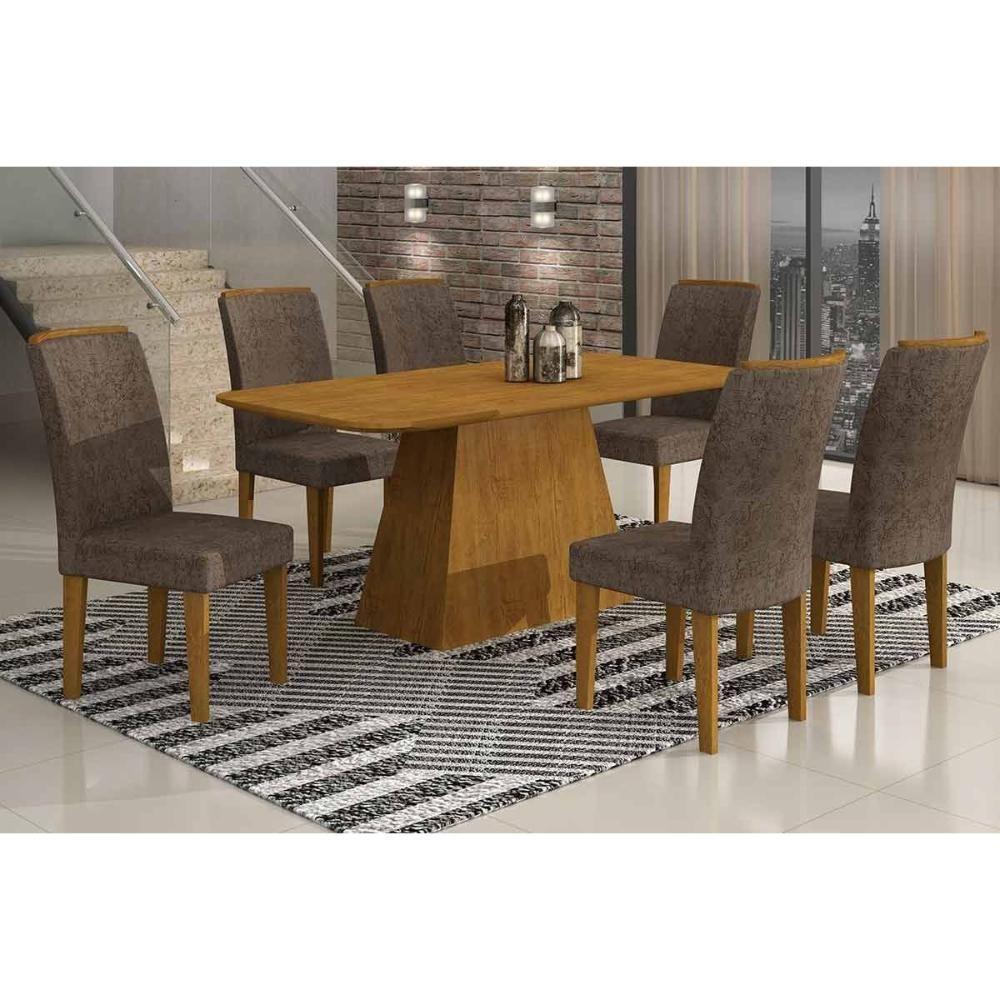 Kit 4 Cadeiras Sala Jantar Lunara 4 Un Imbuia Suede Creme Rufato - 4