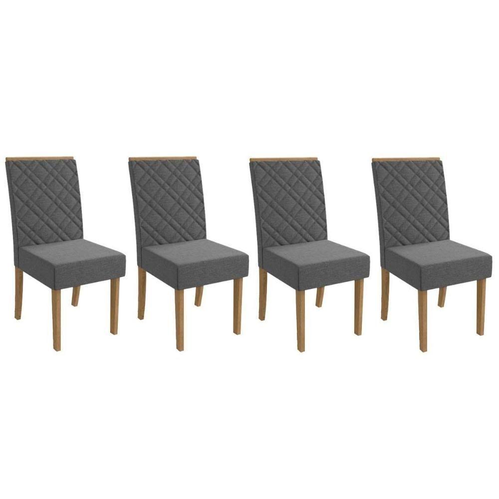 Kit 4 Cadeiras Sala Jantar 2cad149fr 4 Un Freijo Linho Cinza A056 - 1