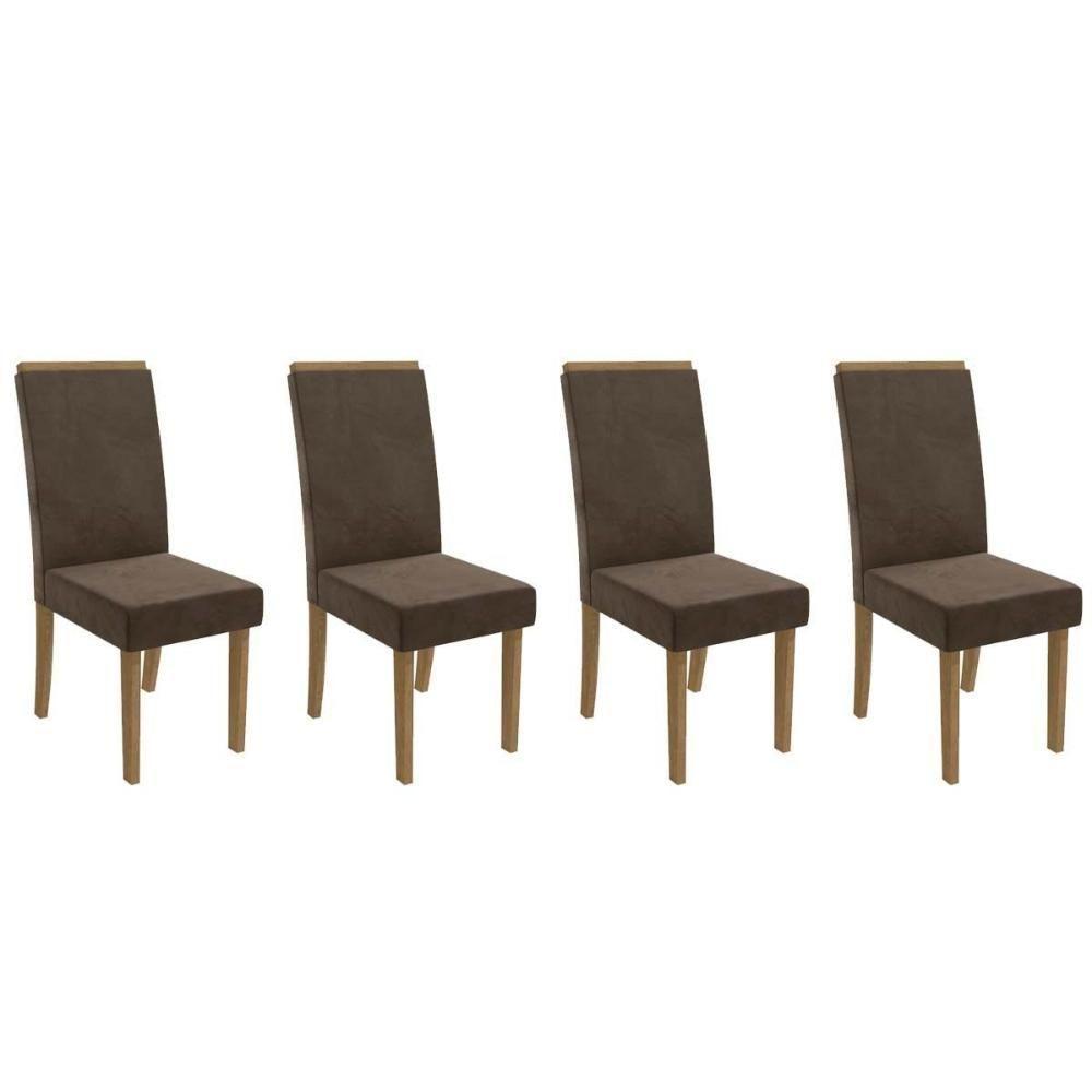 Kit 4 Cadeiras Sala Jantar 2cad142fr 4 Un Freijo Suede Marrom A033 - 1