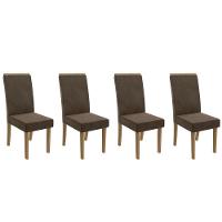 Kit 4 Cadeiras Sala Jantar 2cad142fr 4 Un Freijo Suede Marrom A033 - 1