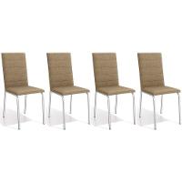 Kit 4 Cadeiras Sala Jantar Amsterdã C091 4 Un Cromada Capuccino - 1