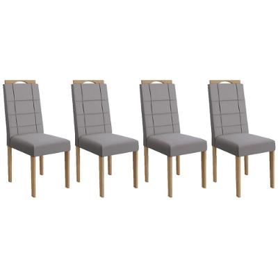 Kit 4 Cadeiras Sala Jantar 2cad150ea 4 Un Eucalipto Suede Cinza Titanio A050