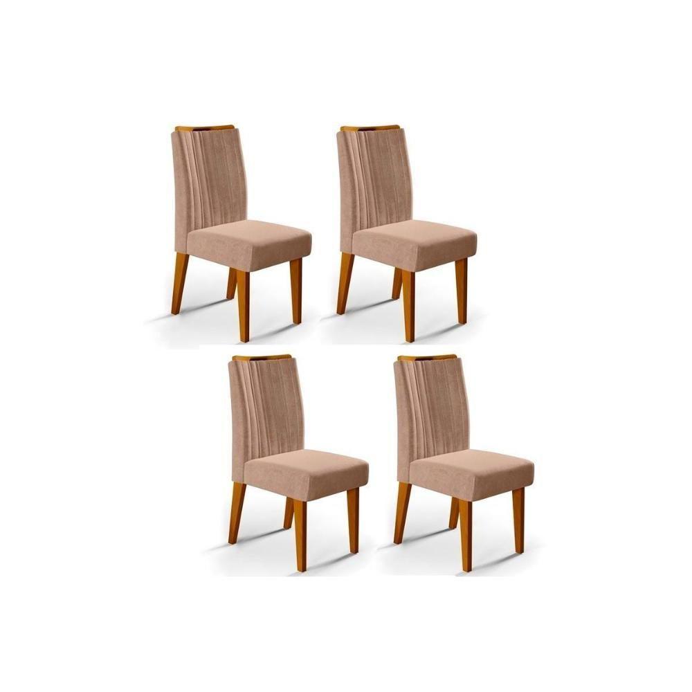 Kit 4 Cadeiras Sala Jantar Isis 4 Un Ipê Suede Kraft - 1