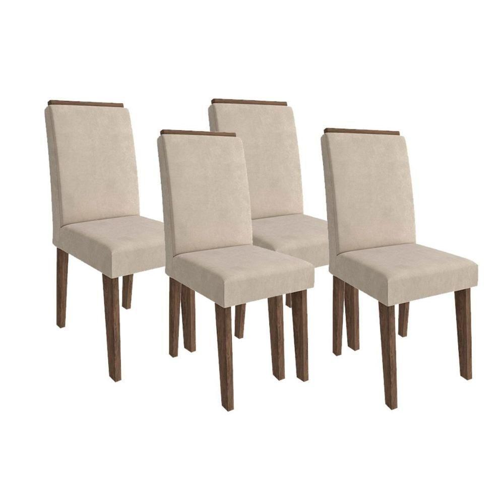 Kit 4 Cadeiras Sala Jantar Milena 4 Un Marrocos Suede Bege Cimol - 1