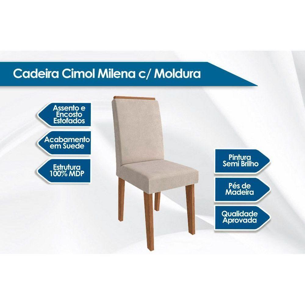 Kit 4 Cadeiras Sala Jantar Milena 4 Un Marrocos Suede Bege Cimol - 2