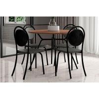 Conjunto Mesa De Cozinha 1588 Com Tampo Madeirado 100cm E 4 Cadeiras 1738 Preto Carraro - 1