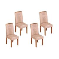 Kit 4 Cadeiras Sala Jantar Zoe 4 Un Cedro Suede Creme - 1