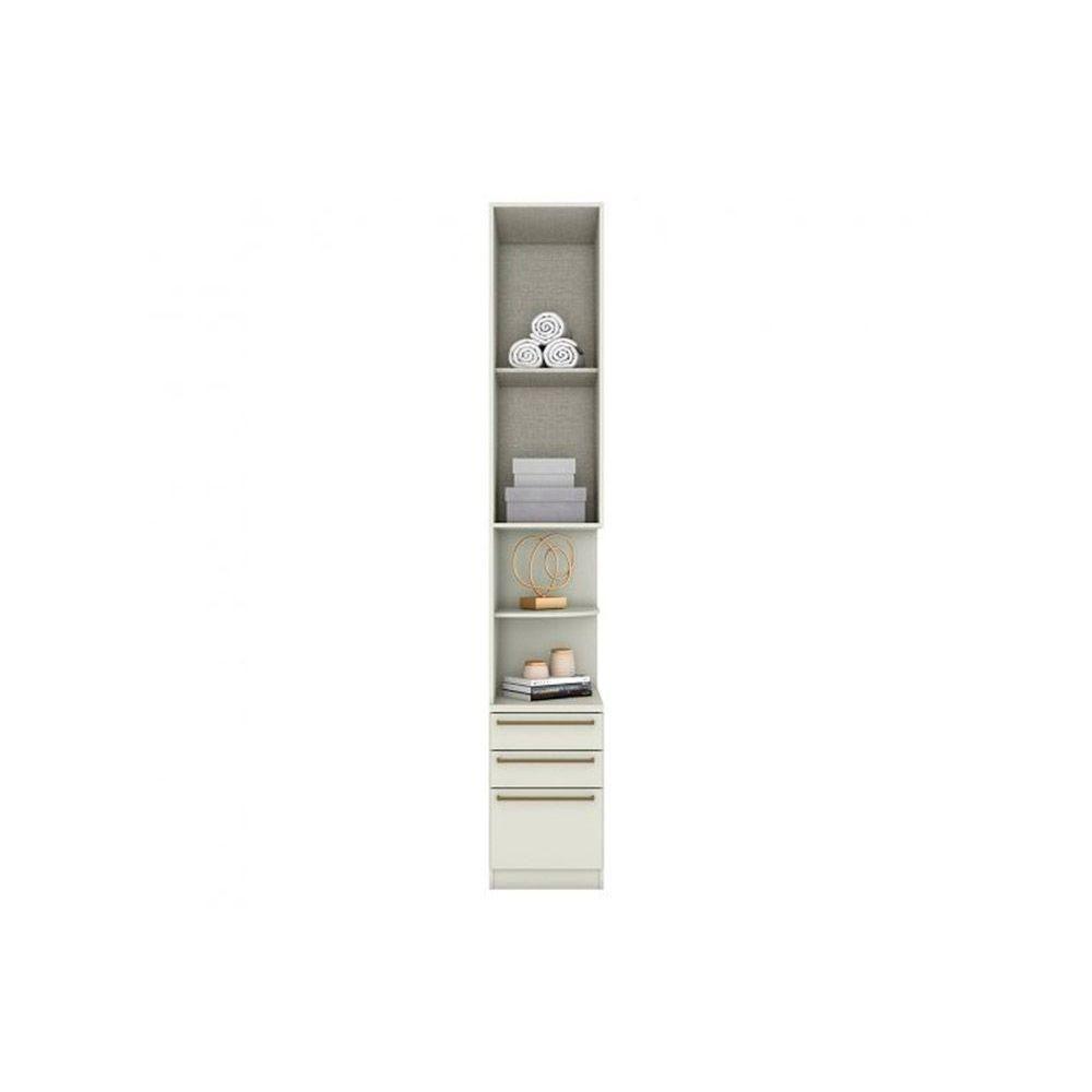 Mesa De Cabeceira Modulada Armário De Seletto Mc02 Com 1 Porta E 3 Gavetas Areia Henn - 3