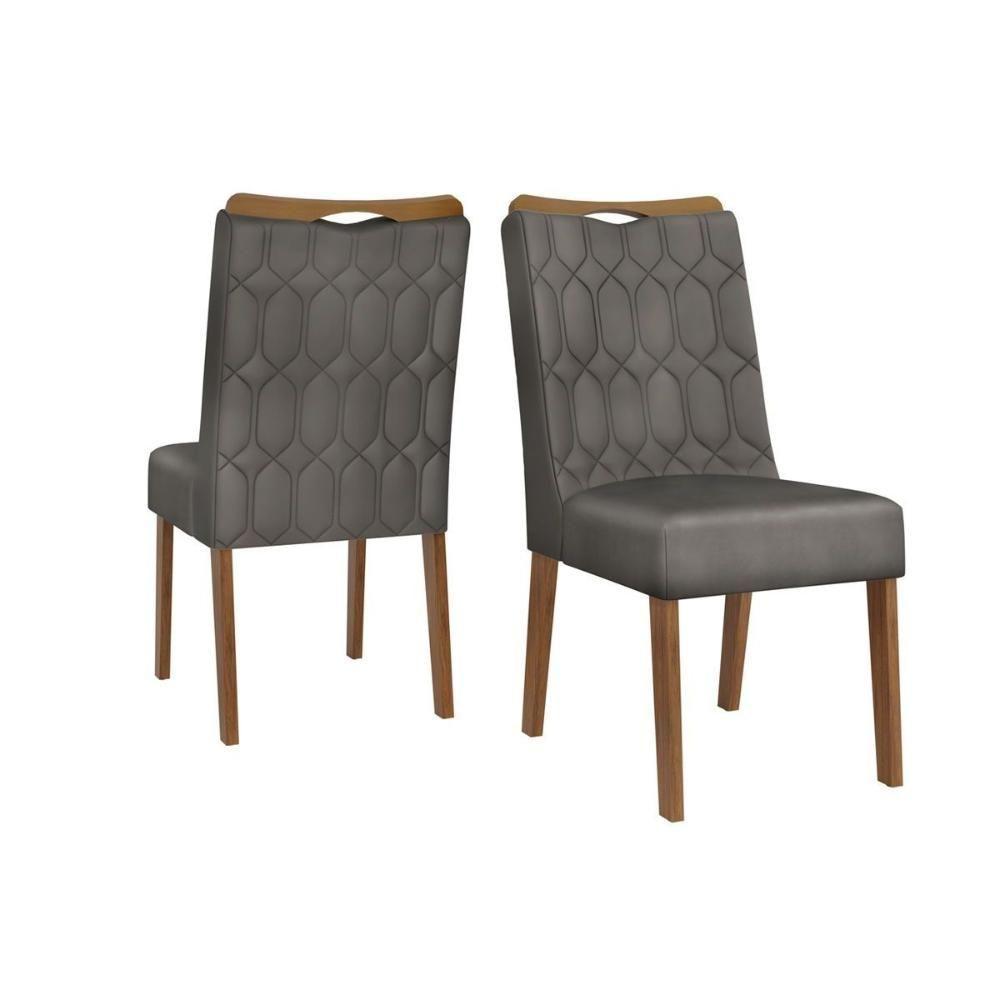 Kit 2 Cadeiras Sala Jantar Bia Freijó Suede Lunar Grafite - 1