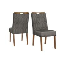 Kit 2 Cadeiras Sala Jantar Bia Freijó Suede Lunar Grafite - 1