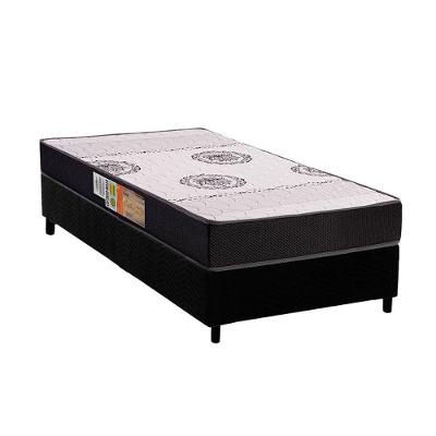 Cama Box Solteiro: Colchão Ortopédico Polar D28 Orthoface Black + Base Crc Suede Black (78x188)