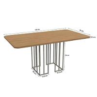 Conjunto Mesa De Cozinha Duina Com Tampo De Madeira 160cm E 6 Cadeiras Noruega Niquel Freijó Courano Bege Kappesberg - 3