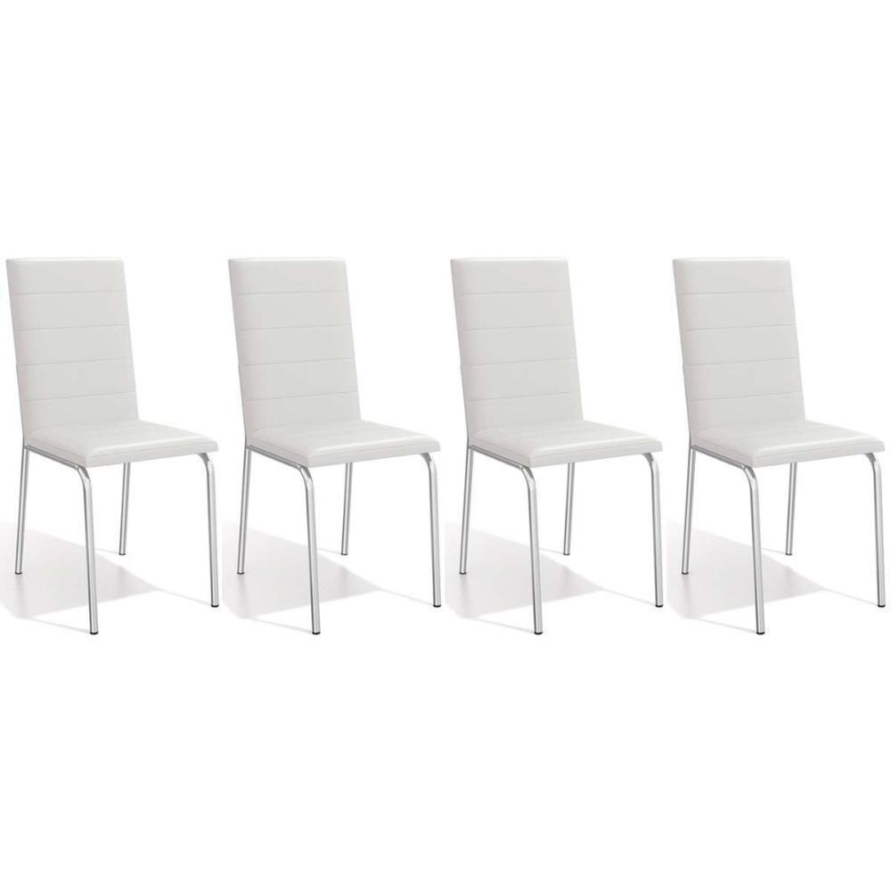 Kit 4 Cadeiras Sala Jantar Amsterdã C091 4 Un Cromada Branco 106 - 1