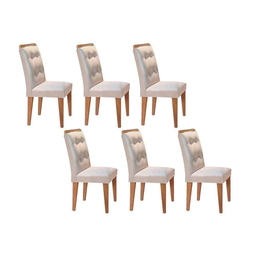 Kit 6 Cadeiras Sala Jantar Imperatriz 6 Un Capuccino Suede Creme Rufato - 1