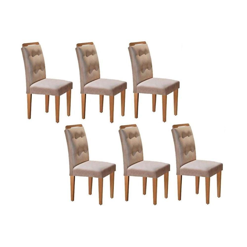 Kit 6 Cadeiras Sala Jantar Imperatriz 6 Un Capuccino Linho Bege Turim Rufato - 1
