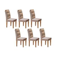 Kit 6 Cadeiras Sala Jantar Imperatriz 6 Un Capuccino Linho Bege Turim Rufato - 1