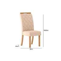 Conjunto Mesa De Cozinha Luiza Tampo Madeirado Com Vidro 160x90cm E 6 Cadeiras Bella Nature Linho Henn - 3