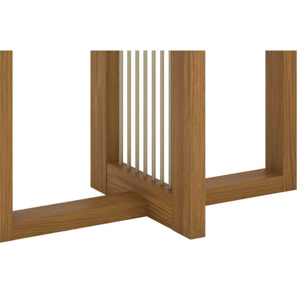 Conjunto Mesa De Cozinha Natalí Com Tampo Madeirado Com Vidro Reto 160x90cm E 6 Cadeiras Vita Nature Linho Henn - 6