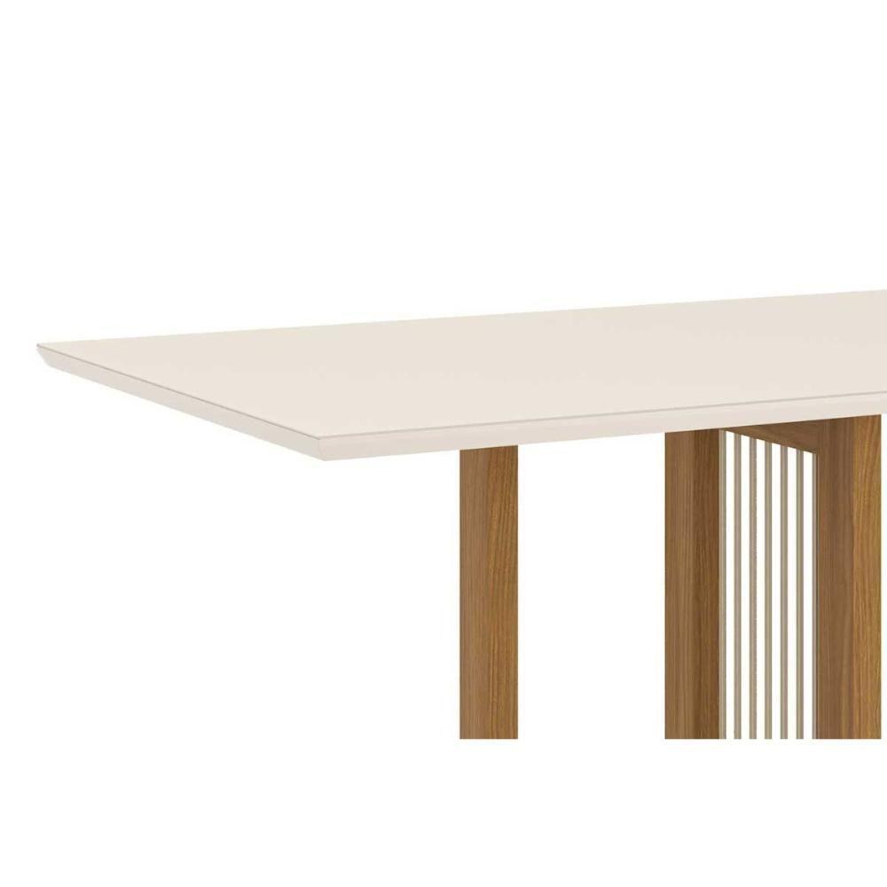 Conjunto Mesa De Cozinha Natalí Com Tampo Madeirado Com Vidro Reto 160x90cm E 6 Cadeiras Vita Nature Linho Henn - 7