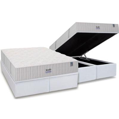 Cama Box Baú King: Colchão Molas Masterpocket Ensacadas Sealy Phoenix + Base Crc Courano White (193x203)