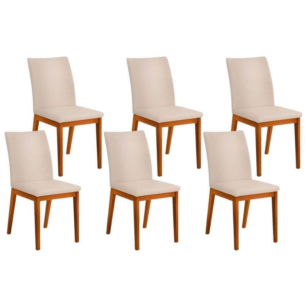 Kit 6 Cadeiras Sala Jantar Vitória 6 Un Ipe Suede Creme - 1