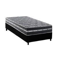 Cama Box Solteiro: Colchão Molas Masterpocket Ensacadas Black Graphite + Base Crc Suede Gray (88x188) - 1