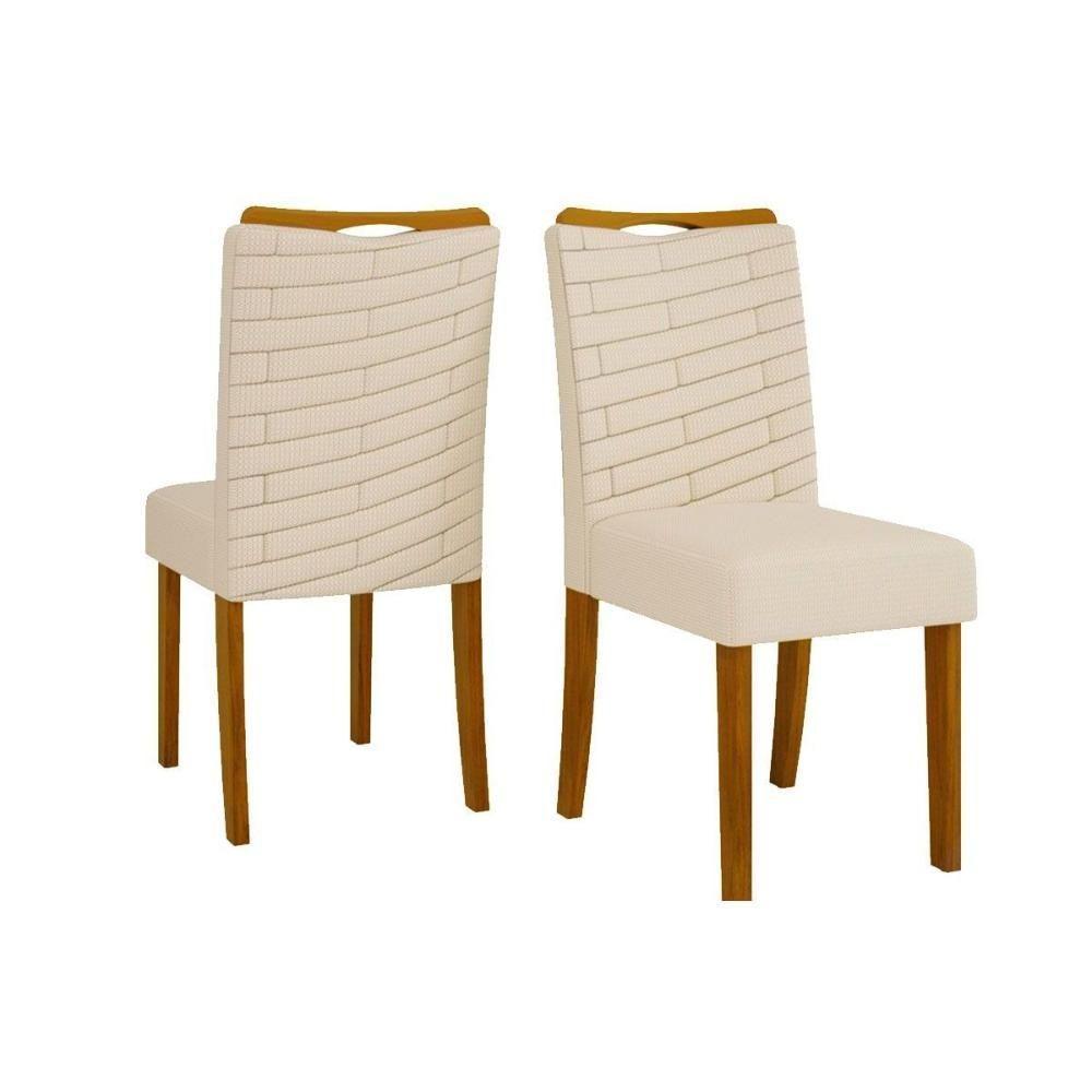 Kit 2 Cadeiras Sala Jantar Julia Cedro Linho Neve - 1