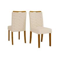 Kit 2 Cadeiras Sala Jantar Julia Cedro Linho Neve - 1