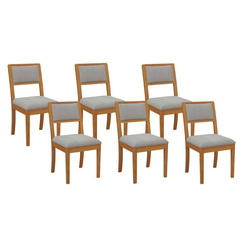 Kit 6 Cadeiras Sala Jantar Alice 6 Un Carvalho Linho Cinza A056 - 1
