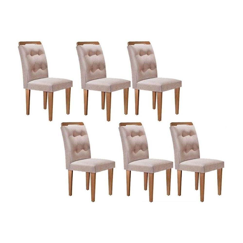 Kit 6 Cadeiras Sala Jantar Imperatriz 6 Un Capuccino Linho Bege Turim Rufato - 1