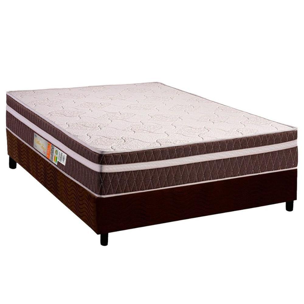 Cama Box Casal: Colchão Ortopédico Polar D28 Orthoface Vip Brown + Base Crc Suede Brown (138x188) - 1
