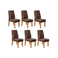 Kit 6 Cadeiras Sala Jantar Ondina 6 Un Freijó Suede Moca - 1