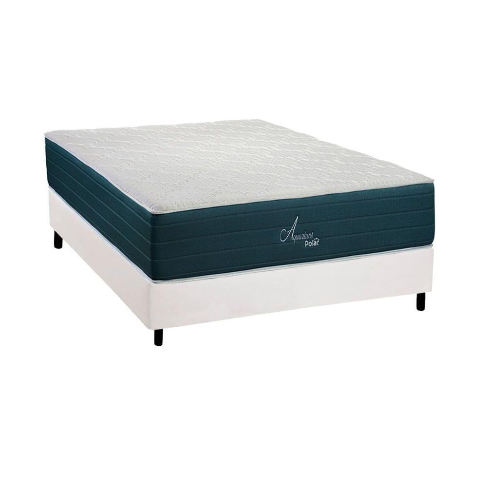 Cama Box Casal: Colchão Molas Masterpocket Ensacadas Polar Aquariuns + Base Crc Courano White (138x188) - 1