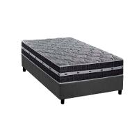 Cama Box Solteiro: Colchão Molas Masterpocket Ensacadas Black Graphite + Base Crc Suede Gray (88x188) - 1