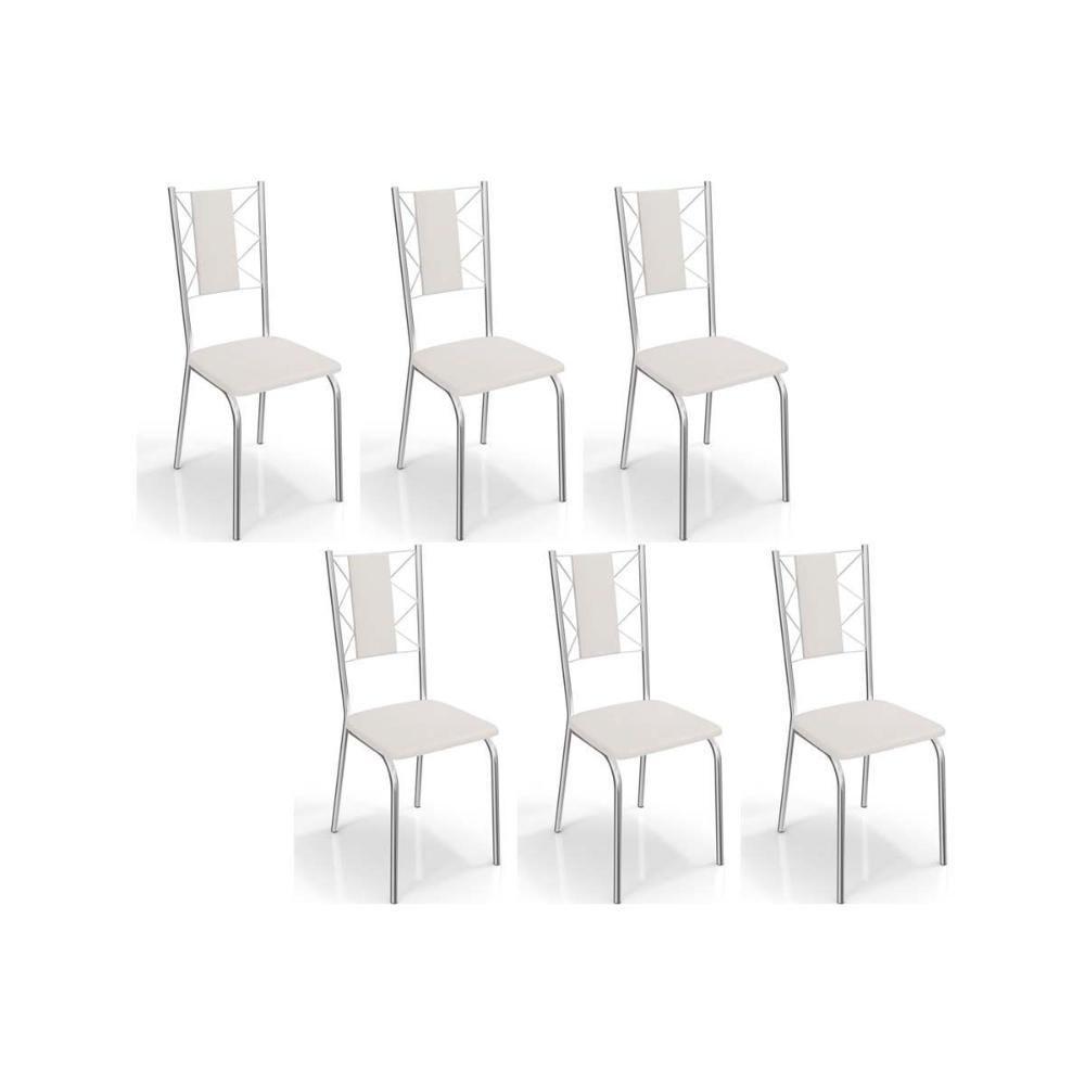 Kit 6 Cadeiras Sala Jantar Lisboa C076 6 Un Cromada Branco 106 - 1