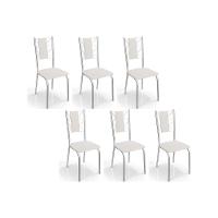 Kit 6 Cadeiras Sala Jantar Lisboa C076 6 Un Cromada Branco 106 - 1