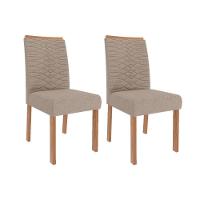 Kit 2 Cadeiras Sala Jantar Clarice Wood 2 Un Madeirado Linho Bege Cimol - 1