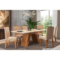 Kit 2 Cadeiras Sala Jantar Clarice Wood 2 Un Madeirado Linho Bege Cimol - 4