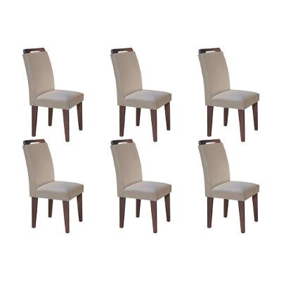 Kit 6 Cadeiras Sala Jantar Athenas 6 Un Cafe Linho Turim Bege Rufato