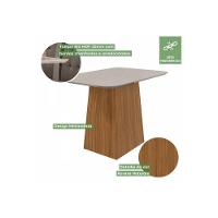 Conjunto Mesa De Cozinha Nevada Tampo Madeirado 130cm E 4 Cadeiras Celebrare Amendoa Off White Suede Creme Lopas - 6